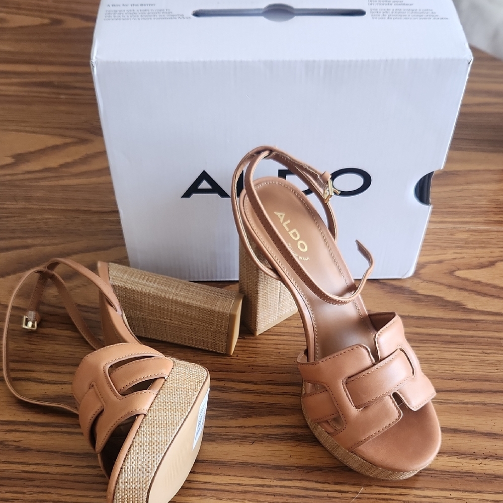Aldo Women's Brown Platform Ankle Strap Heels